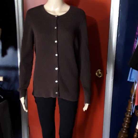 Lands' End Sweaters - Lands End plaited cable knit cardigan size L